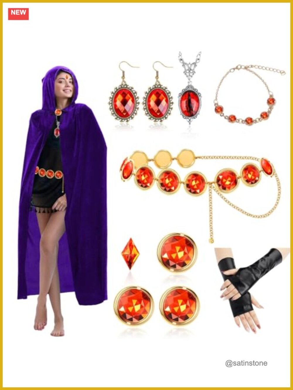 Halloween Cosplay Costume Set Velvet Cape Belt Gloves Jewelry Anime